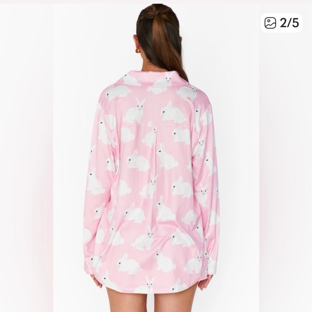 Show Me Your MuMu Pink Rabbit Print Pajama Set - Picture 3 of 7